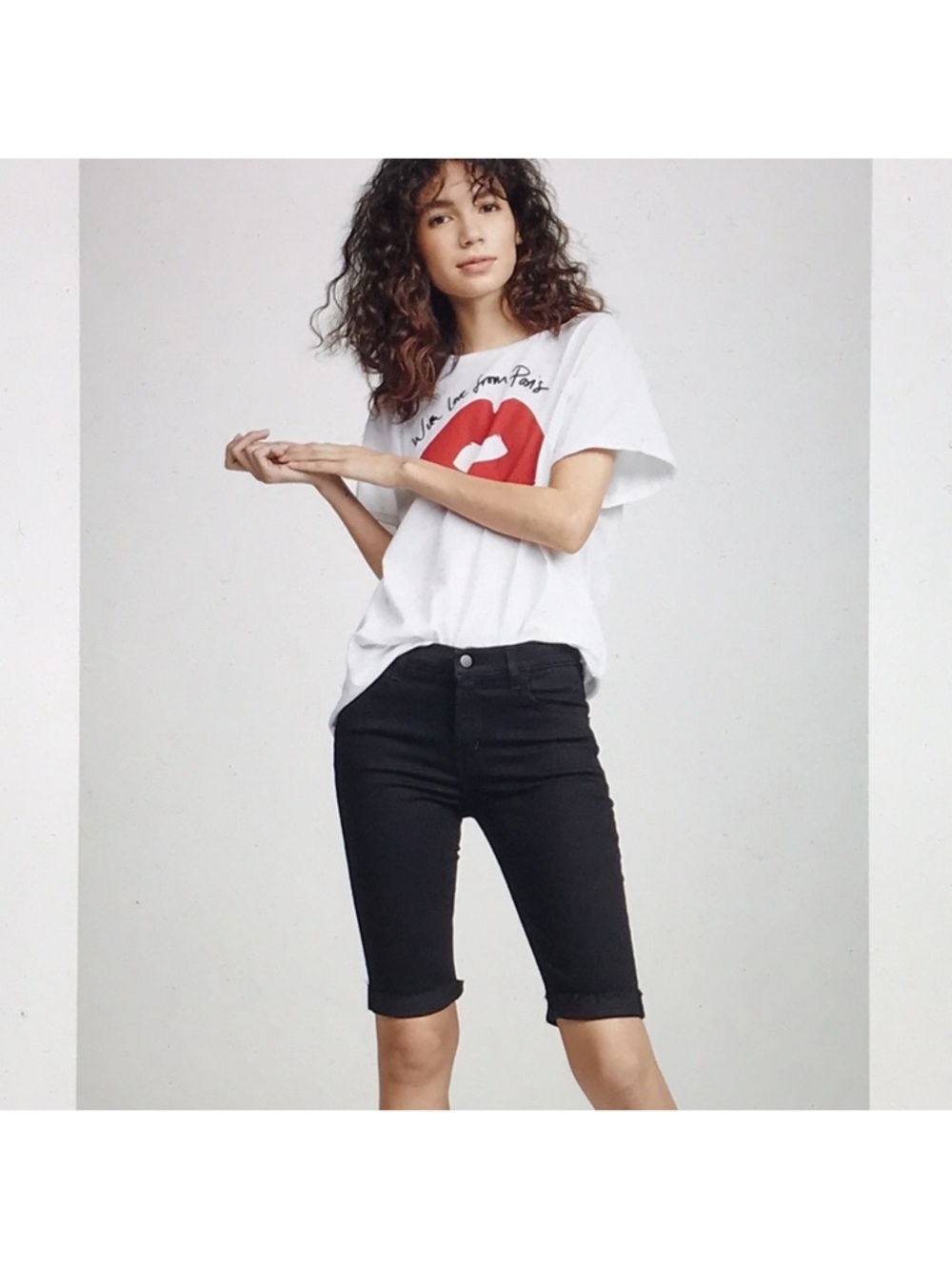 J Brand 811 Mid Rise Black Bermuda Vanity Shorts 27 jeans denim stretch